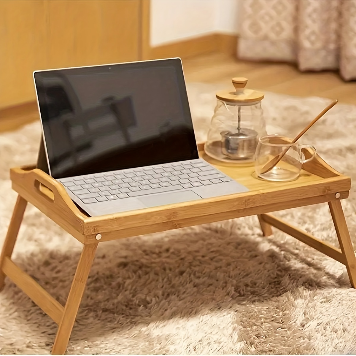 Mesa de TV ajustable, mesa auxiliar de sofá con ruedas, soporte de  escritorio portátil para computadora portátil, mesa de noche con ruedas  para café