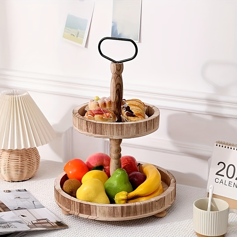 Modern Fruit Bowl Basket, Holder Rack, Tea Platter Serving Tray, Vegetable Plate Decorative Tiered for Cupcake Snack Desserts Office Wedding , 3 Tier