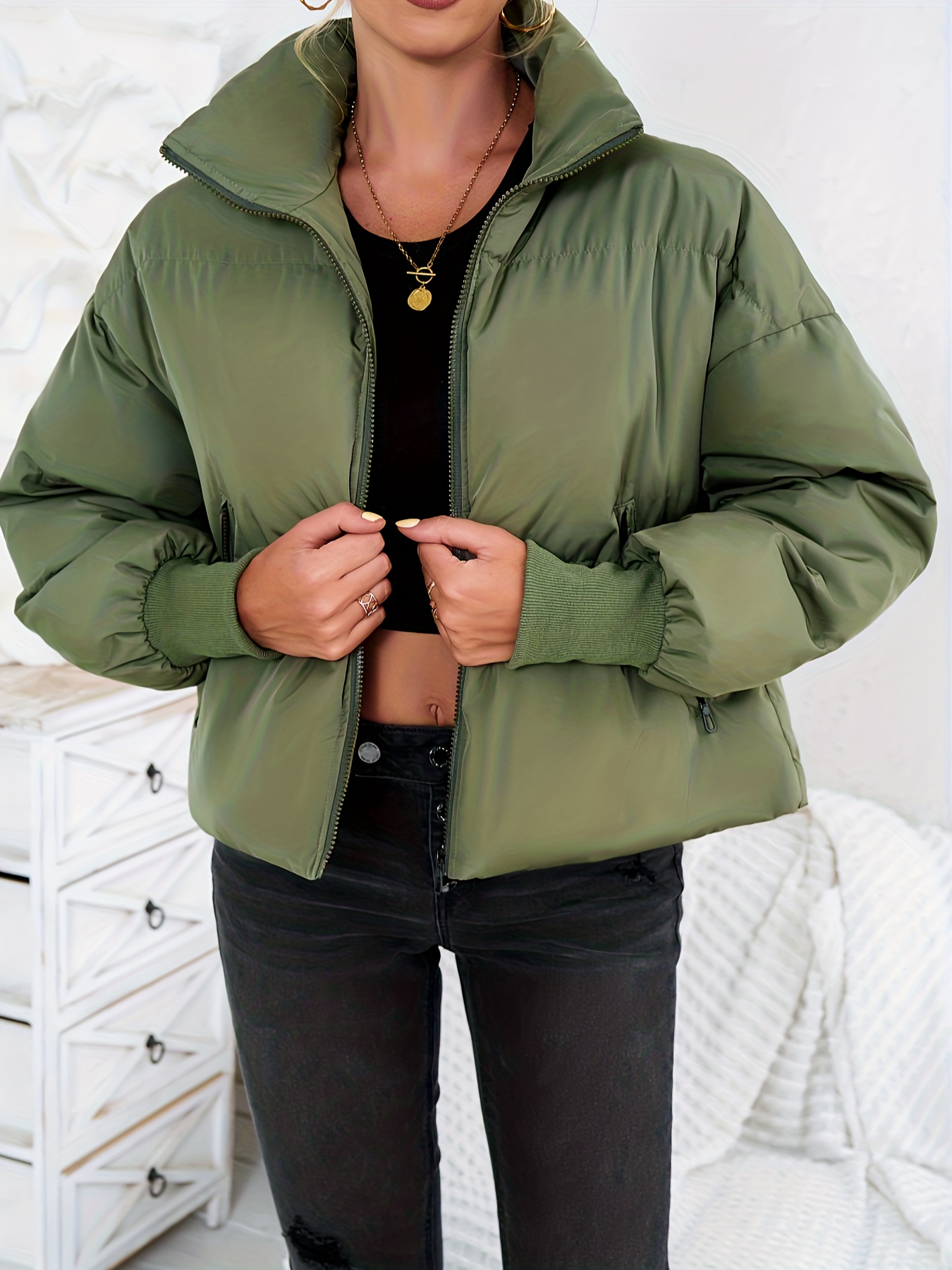 Long green hot sale jacket womens