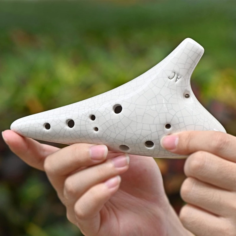 1pc Ocarina 12 Holes Alto C Smokey Straw Fired Ceramic Ocarinas Instrument  For Kid Adult