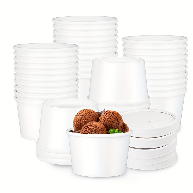 Disposable White Paper Soup Containers with Plastic Lids - White Ice Cream  Containers / Yogurt Cups with Plastic Lids (8oz, 12oz, 16oz, 26oz, 32oz)