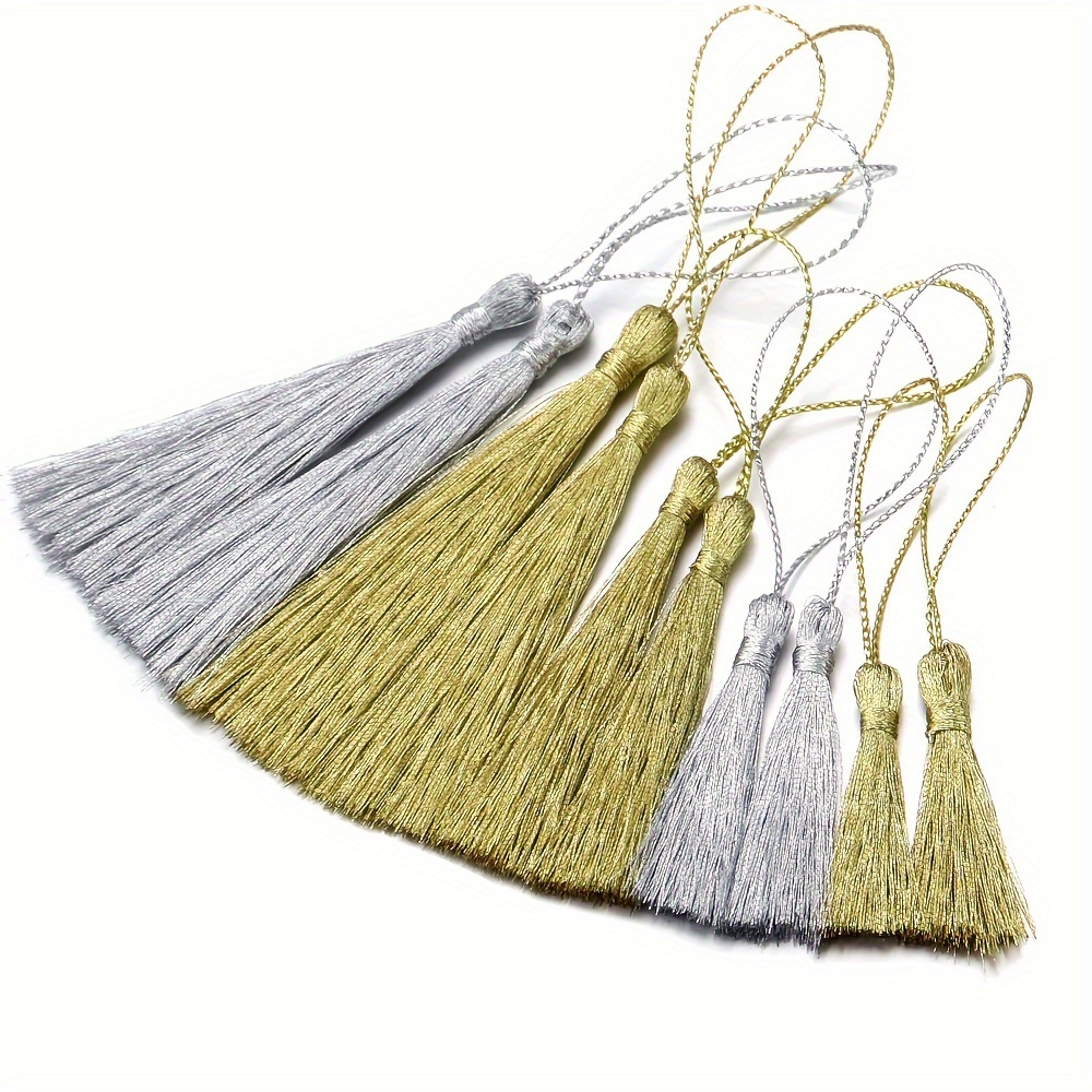 5/10Pcs 8cm Chunky Cotton Tassel with Hanging Loop Bookmarks