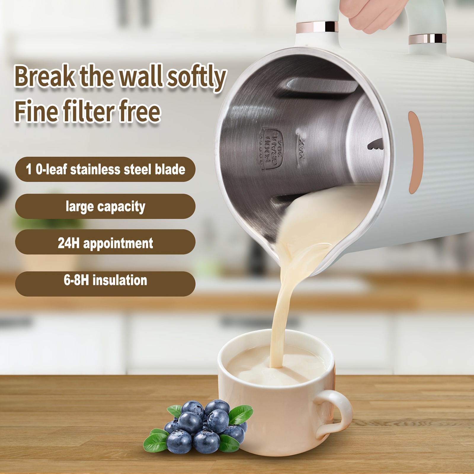 6 in 1 Automatic Milk Tea Machine 300ml Electric Coffee Maker Milk Frother Tea Maker DIY Milk Tea Office Boiling Cup 220V, Brown