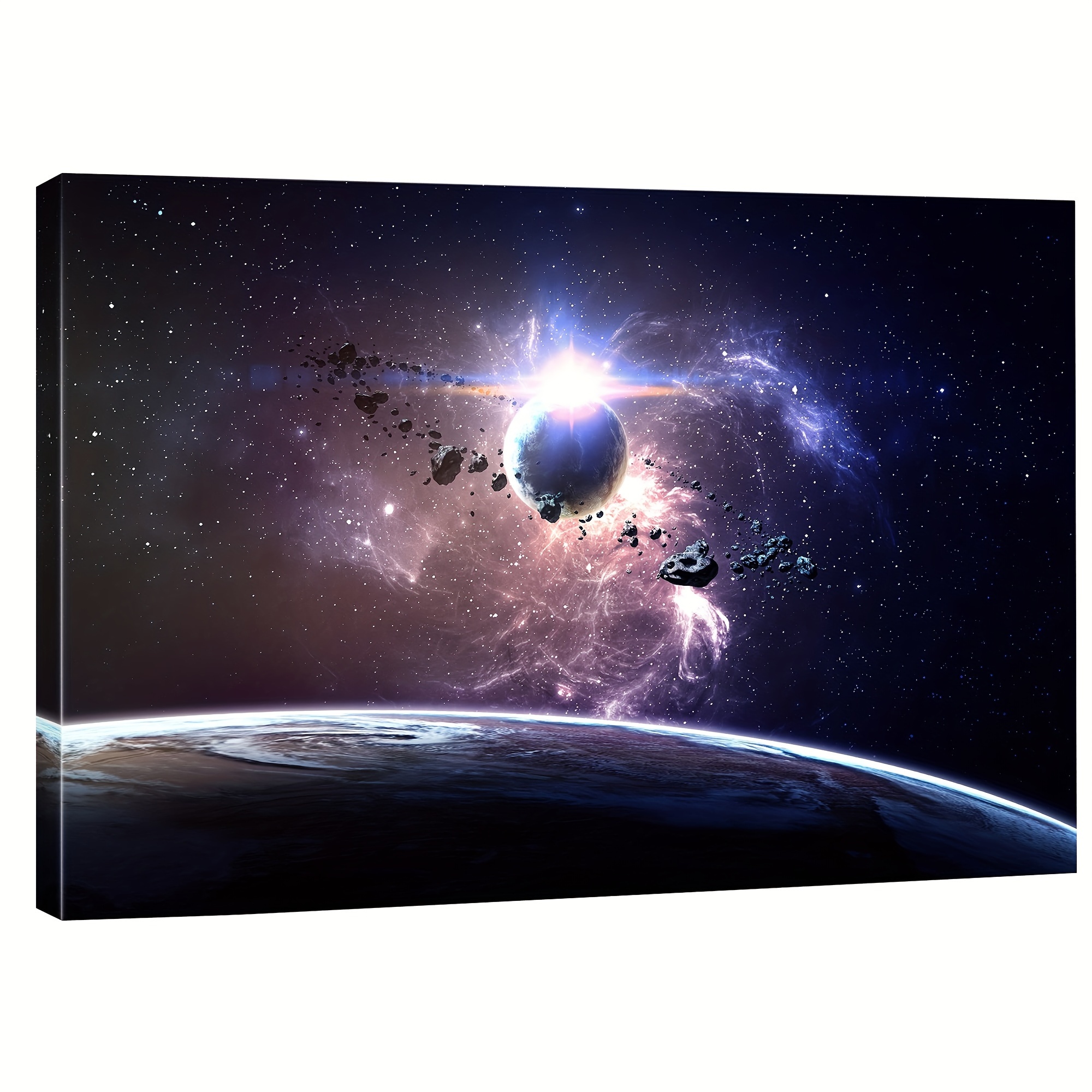 Art Poster Purple Galaxy and Planet Earth