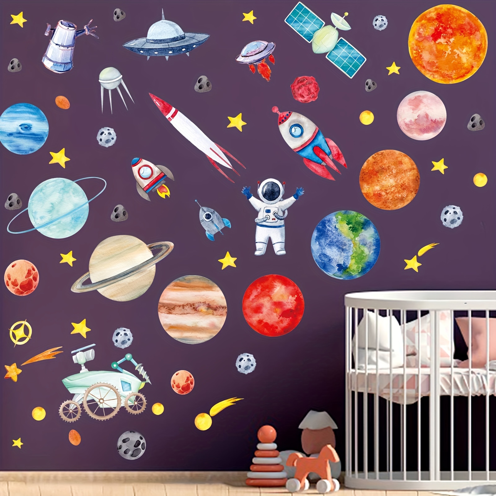 Planetas en el sistema solar Pegatinas de pared Planetas del espacio  exterior Papel de pared para aula de guardería Sala de juegos Dormitorio  Sala de estar