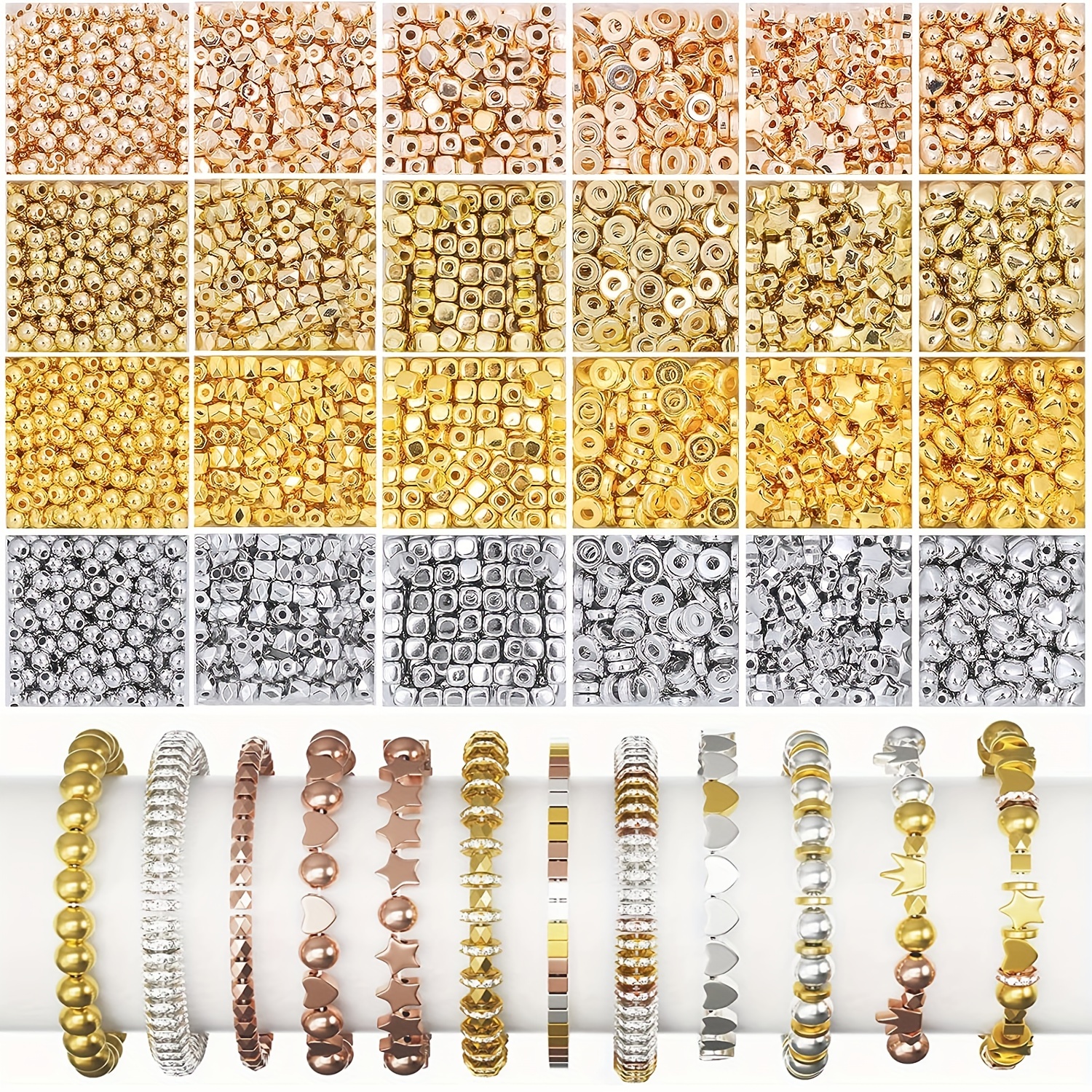 300pcs Decorative Bracelet Making Supplies, Necklace Diy Handmade Craft  Material Package, Small Golden Beads, Diy Jewelry Handmade Beading  Accessories