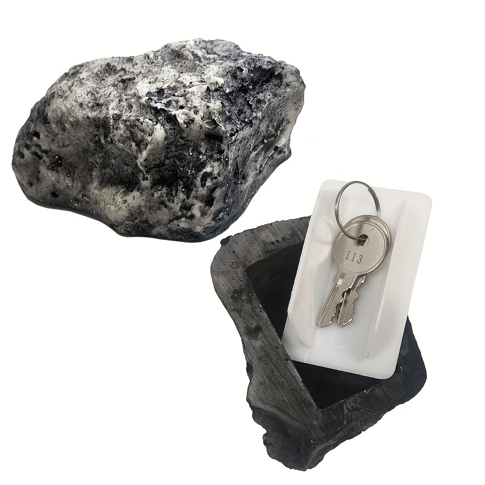 Stone-type Resin Key Box Hidden Storage Case Artificial Stone Key Hider Key  Holder (Stone Cover + Stopper) 