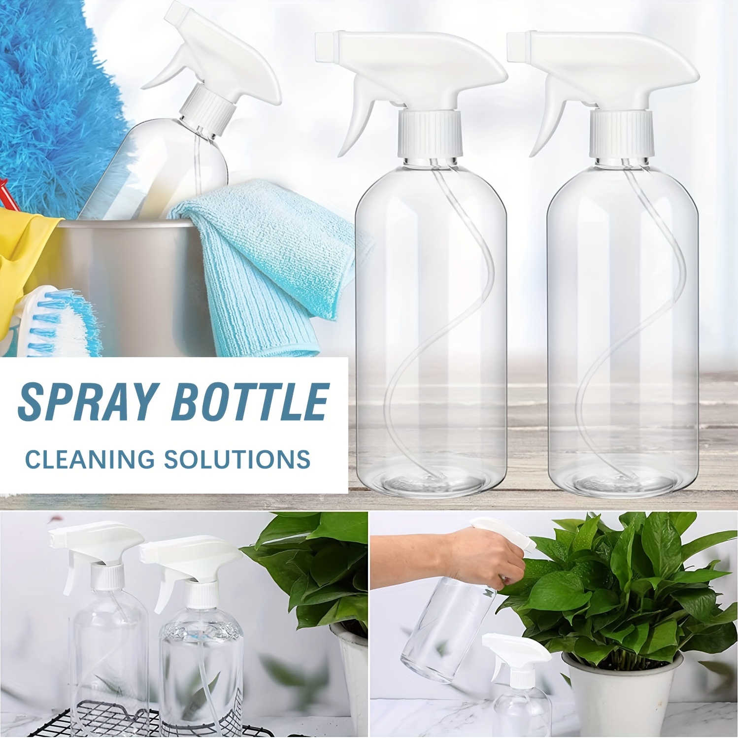 2pcs 16.9oz/500ml Empty Heavy Duty Spray Bottles, Mist/spray/water Bottles  For Cleaning Solution, Plants, Pets, Essential Oils
