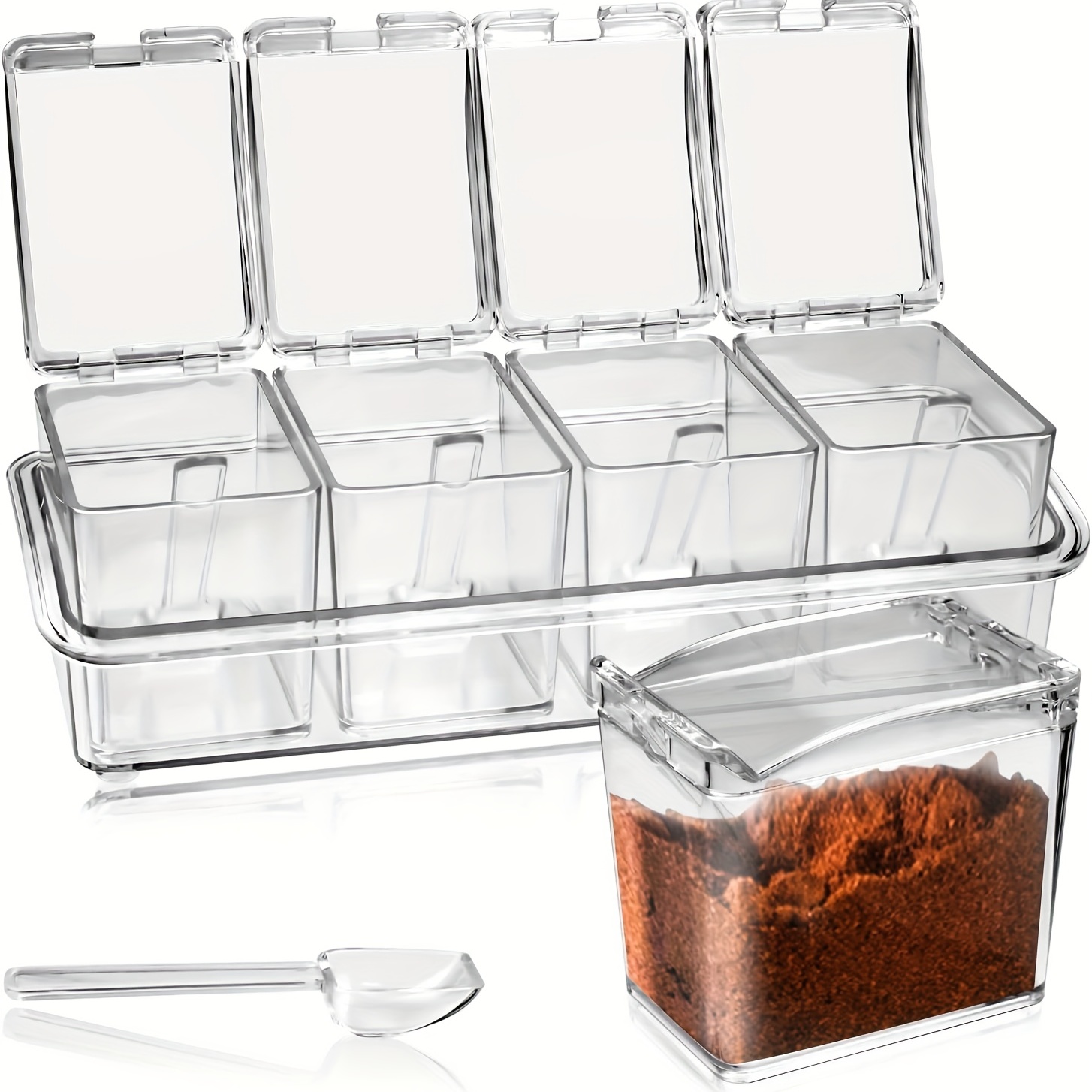 12pcs/set 1oz 25ml Small Mini Plastic Sauce Cups Food Grade Plastic Oil  Sauce Storage Clear Boxes + Lids Travel BBQ Seasoning Case Box