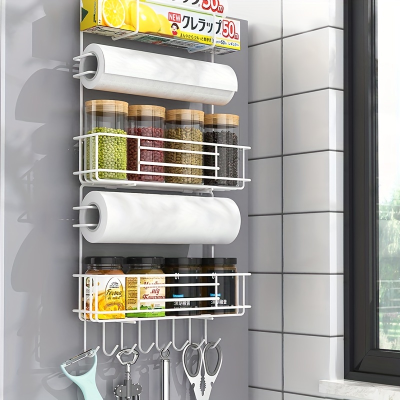 Étagère magnétique pour réfrigérateur, porte-serviettes en papier,  rangement frigo rangement pour épices, accessoires de cuisine, etagere frigo  porte epice - AliExpress