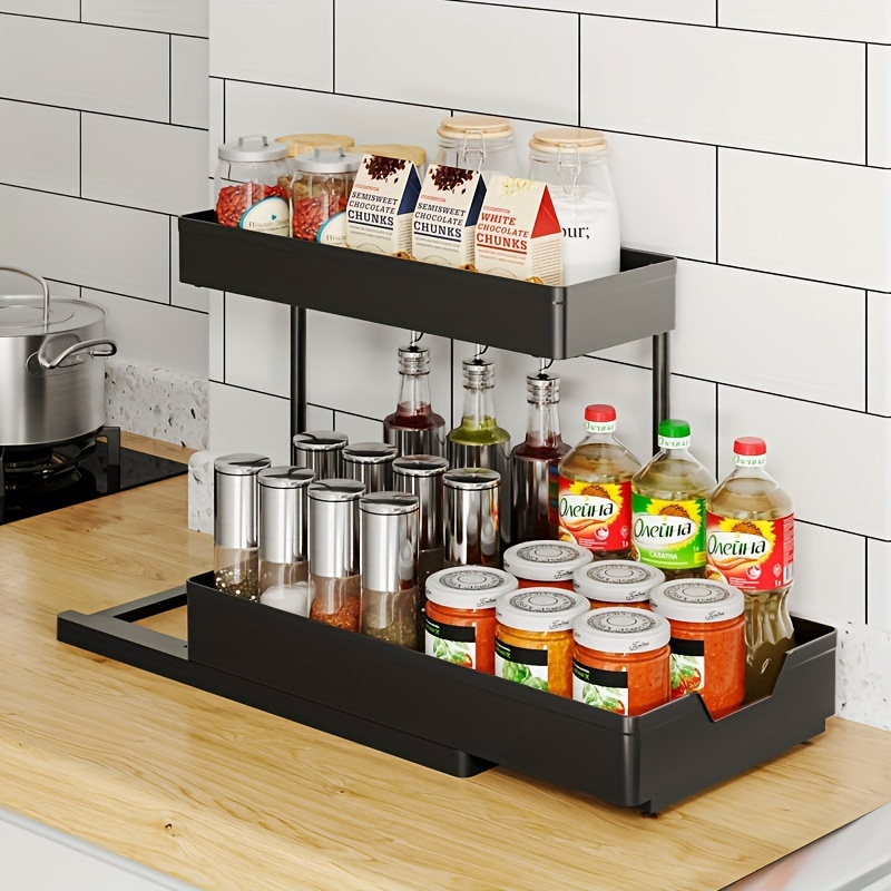 Counter Basket With Bamboo Top Pantry Cabinet Organization - Temu