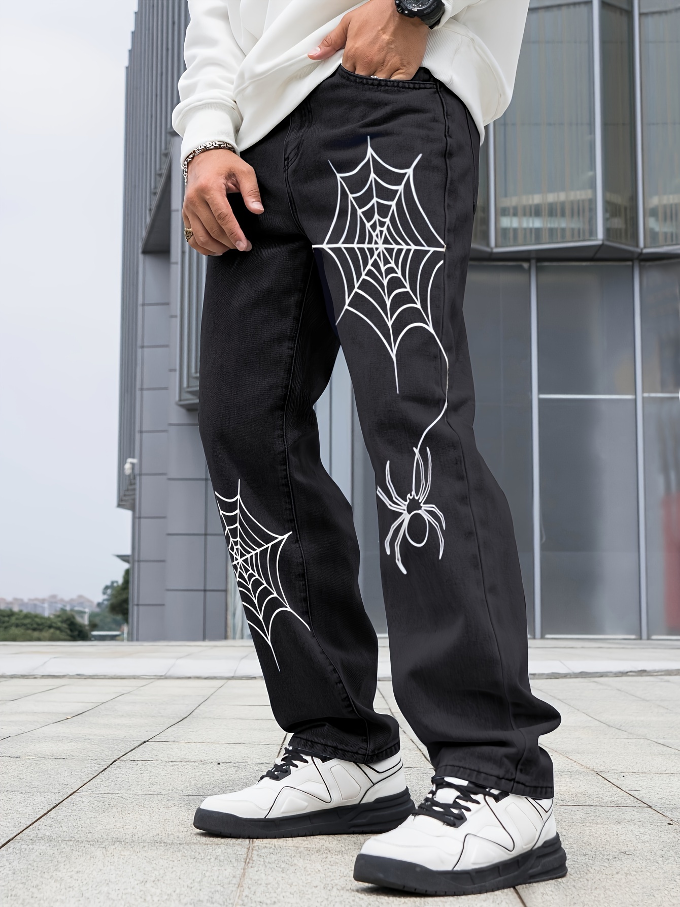  Minus Two Cargo Pants Mens Y2k Hip-Hop Harajuku Denim Print  with Retro Tracksuit Rock Joggers Trousers Streetwear,Blue,S : Clothing,  Shoes & Jewelry