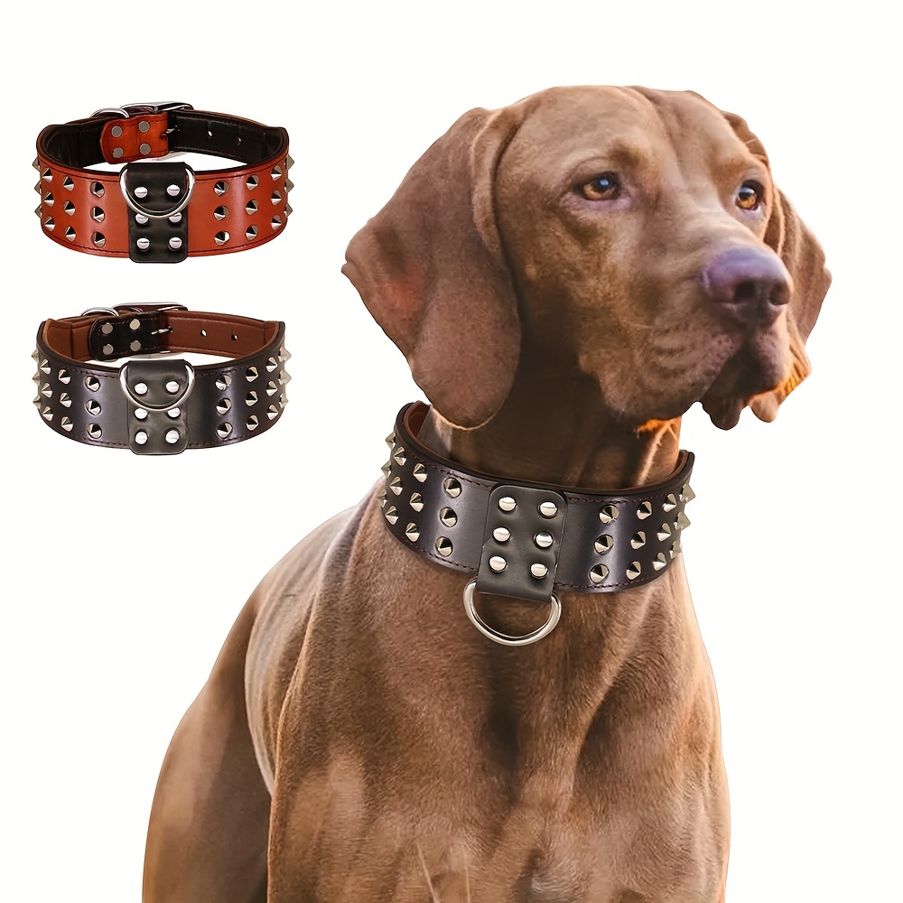 Spiked Dog Collar Pu Faux Leather Strap Mushroom Rivet Spiky Stud Spike  Studded Pet Cat Xs Small Medium Large Breed Hound Dogs Girls Puppy Boy  Terrier