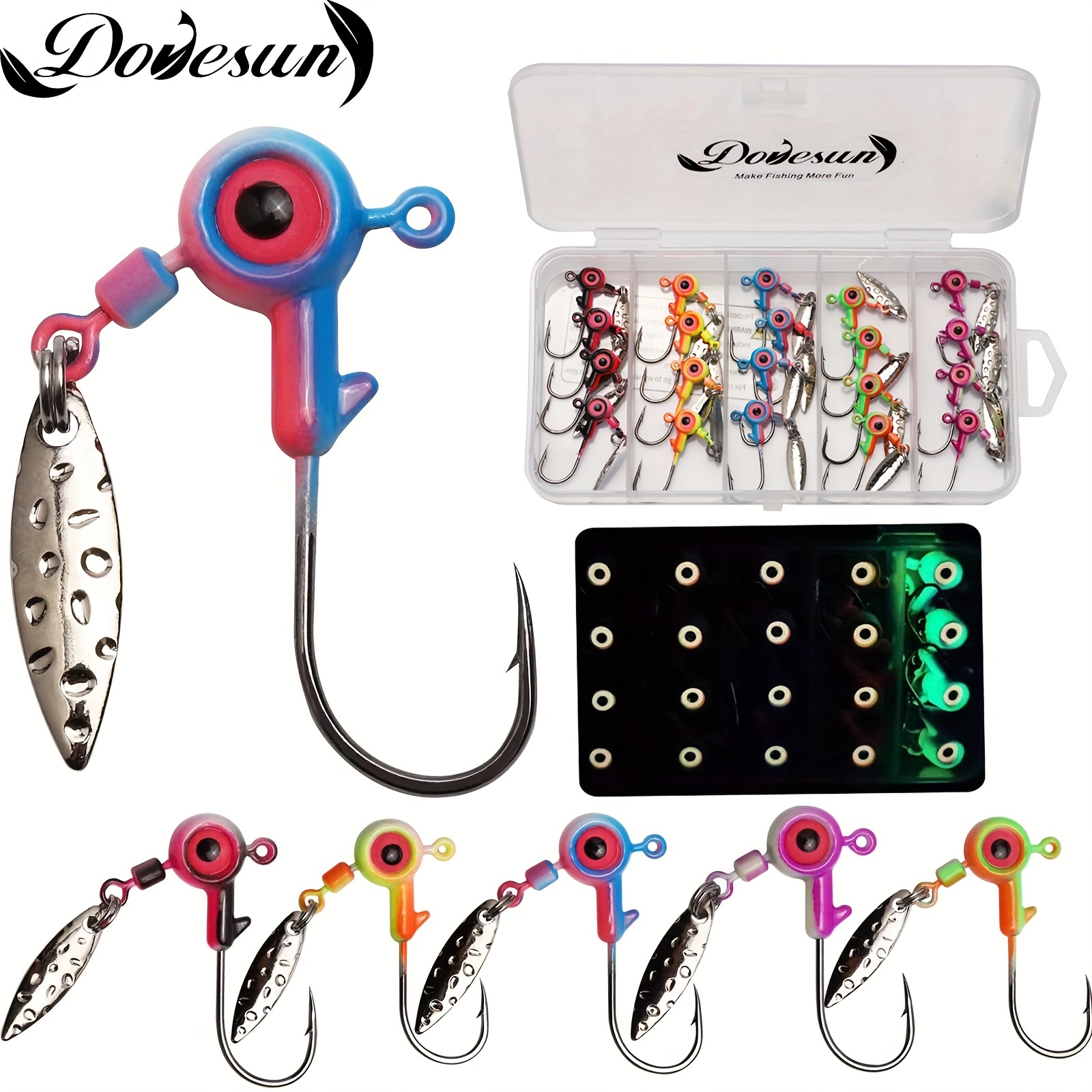 XFISHMAN Crappie-Jig-Heads-Kit-with-Underspin-Jig-Head-Spinner-Blade,  Crappie Lures and Jigs for Crappie Fishing Jigs - 30 & 50 Pack, 1/8