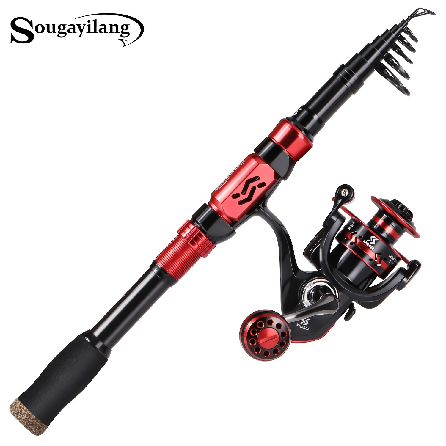 Sougayilang Baitcasting Rod and Reel Combos - 2 Pieces Casting Rod with Smooth Powerful Baitcaster Reel, Size: 5.9ft Rod, Red