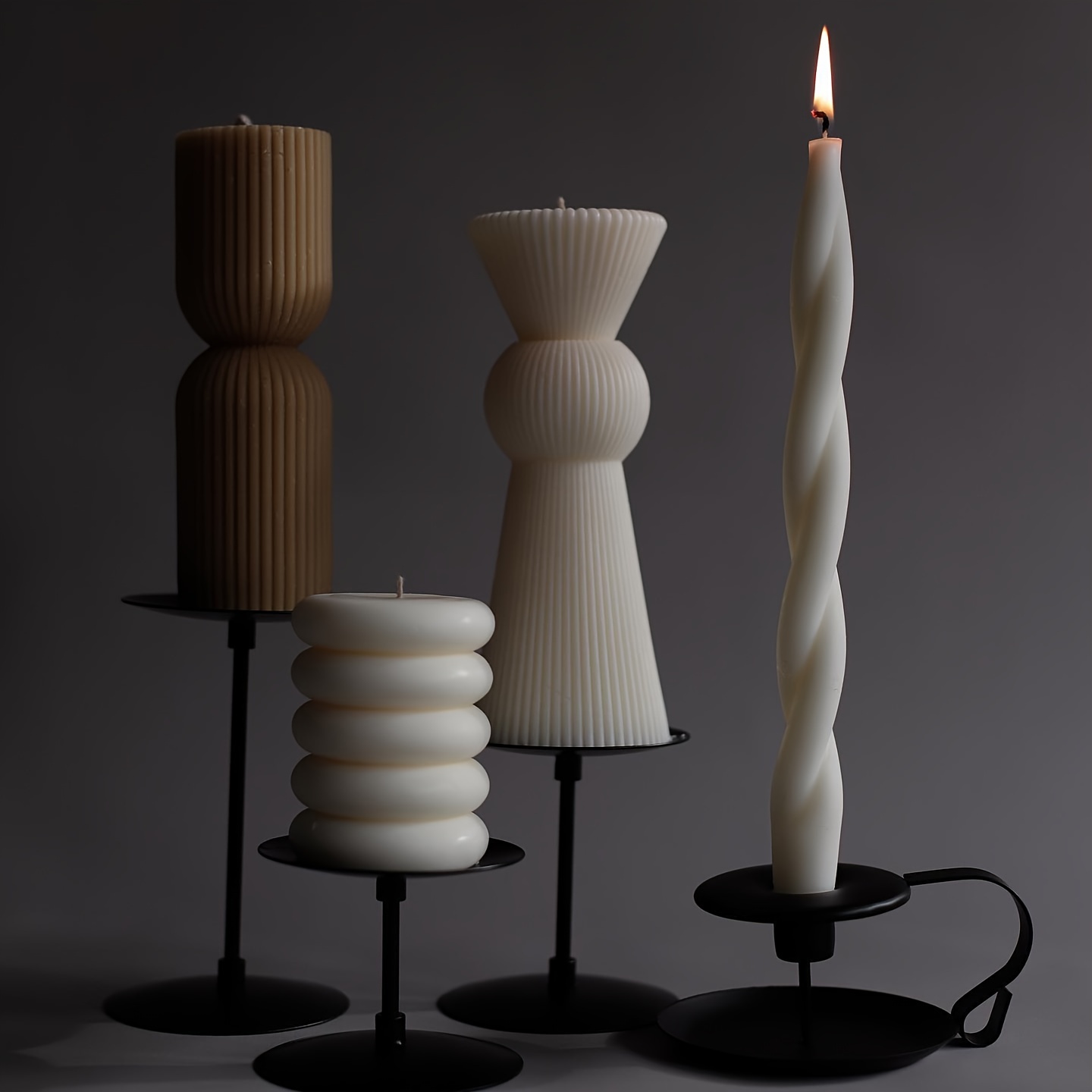Paquete de 2 moldes para velas cónicas en espiral, molde de silicona  clásico para hacer velas de mesa, molde de pilar para cena a la luz de las  velas