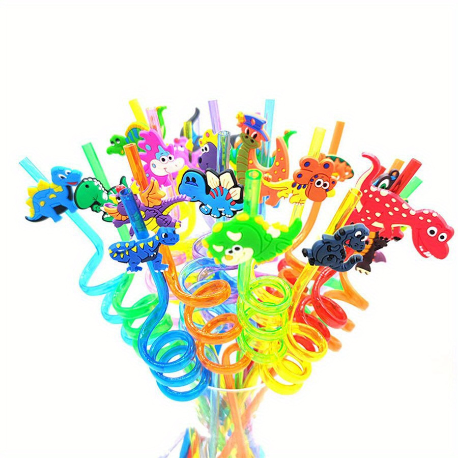 Staw, Spiral Plastic Straw, Reusable Dinosaur Straw With Cartoon  Decoration, Straw For Milk Water Drinking, Straws For Family Gatherings,  Themed Parties, Decorative Straw For Festival Party Wedding Cocktail Bar  Beach, Chrismas Party