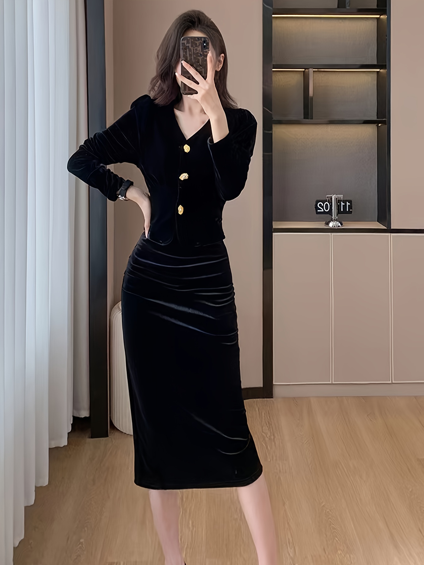 Elegant Girls Long Sleeve Split Side Dress + Leggings Set - Temu