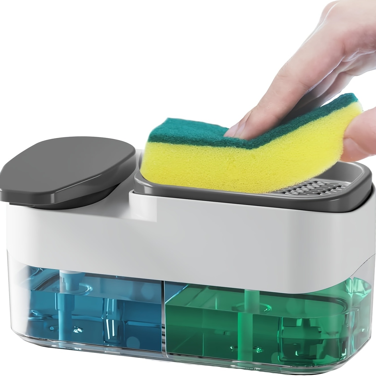 Dish Soap Dispenser and Sponge Holder 2 in 1 Gadgets Dishwashing Container  Multipurpose Compact Liquid Pump Bottle for Hotel Kitchen Violet