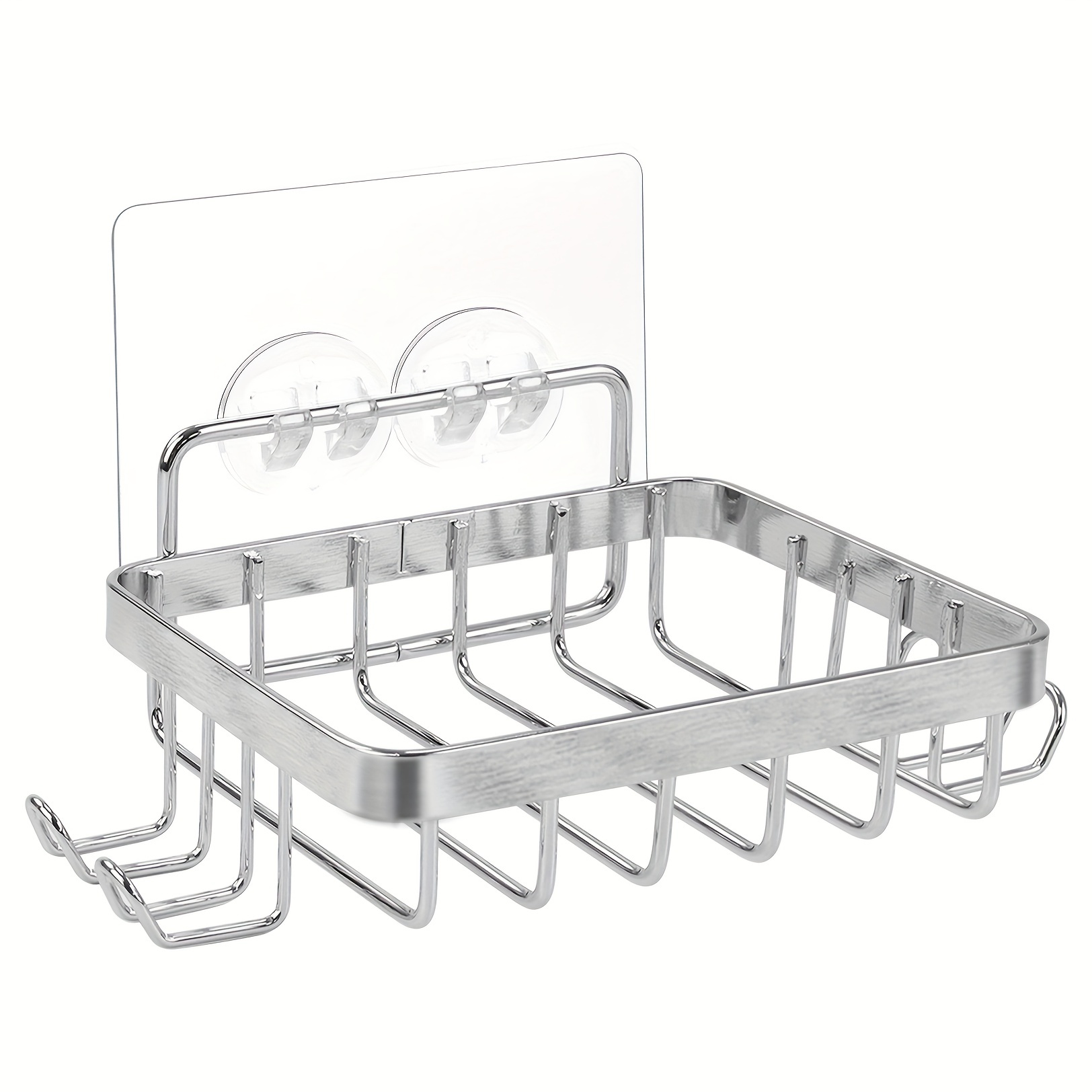 Stainless Steel Soap Dish Self Adhesive Soap Basket With Hooks