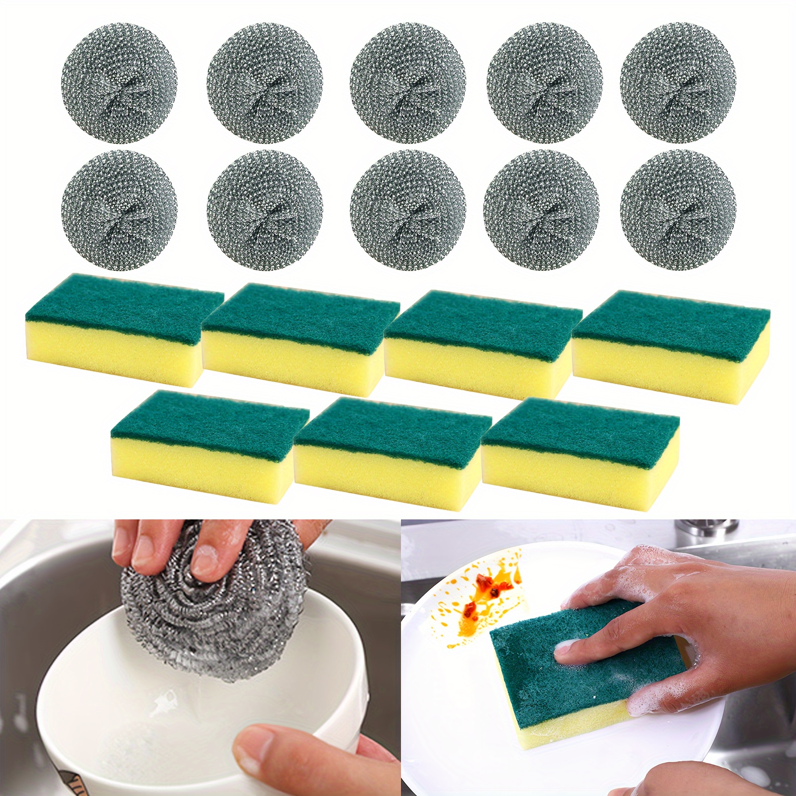 4 PCS Stainless Steel Sponges Scrubbers Cleaning Ball Utensil Scrubber  Density Metal Scrubber Scouring Pads Ball for Pot Pan Dish Wash Cleaning  for Removing Rust Dirty Cookware Cleaner (4 Packs) 