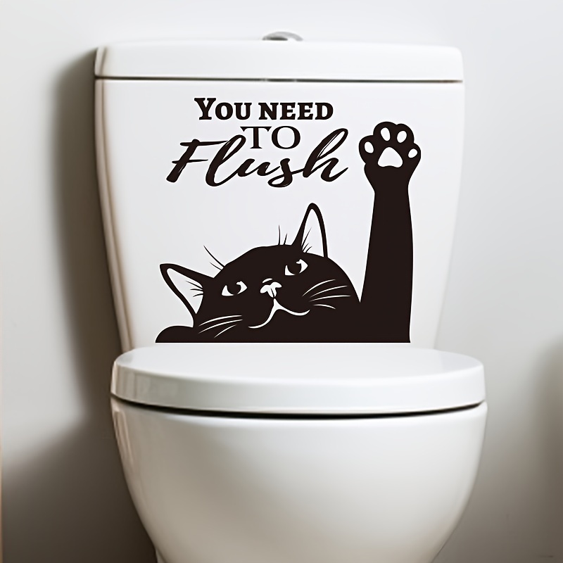 1pc Cat Pattern Glow In The Dark Toilet Lid Decal