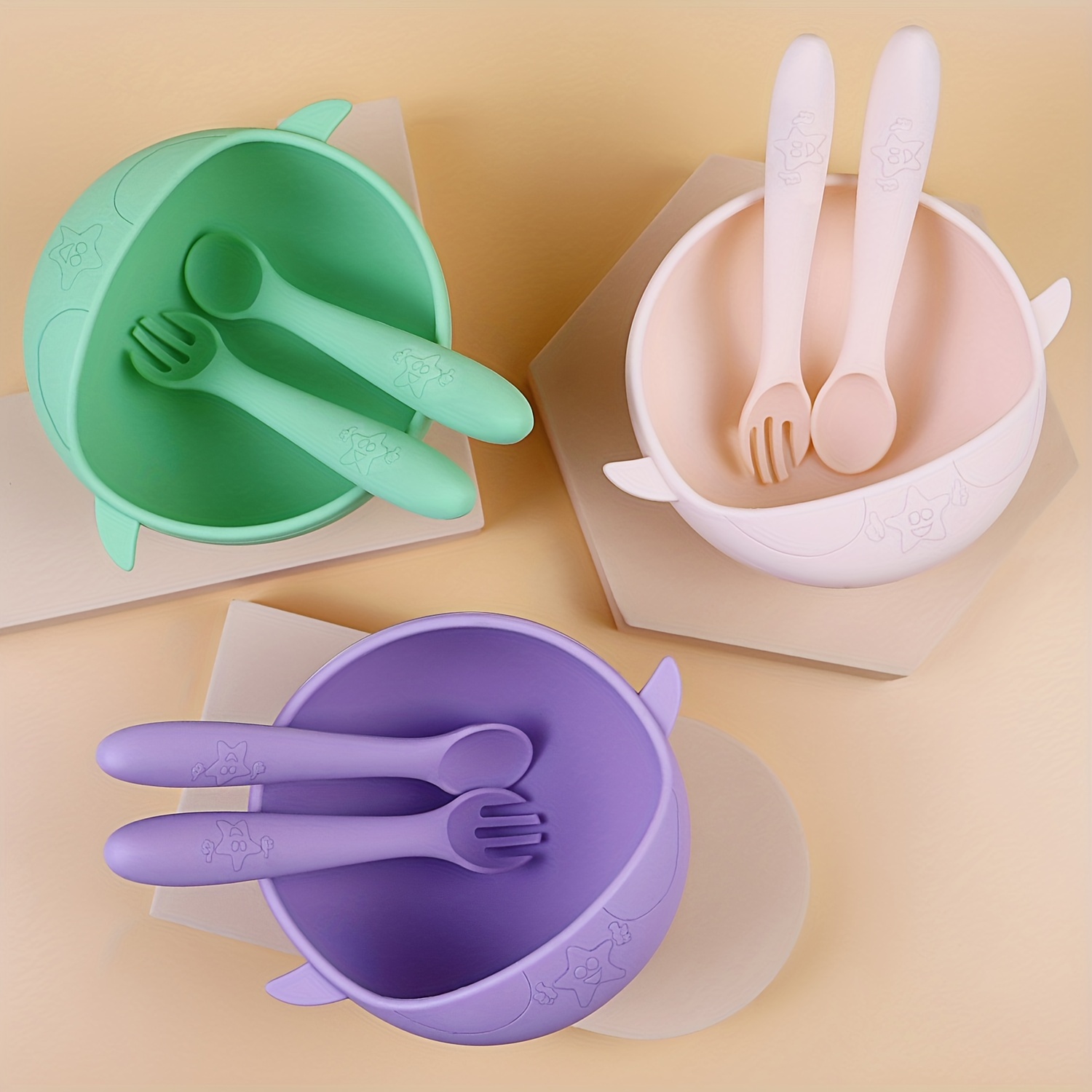 Monee Baby Bowls and Baby Spoons. Baby Led Weaning Baby Feeding Set - Set  Includes Baby Spoon, Baby Silicone Bowl and Secure Lid - Baby Christmas