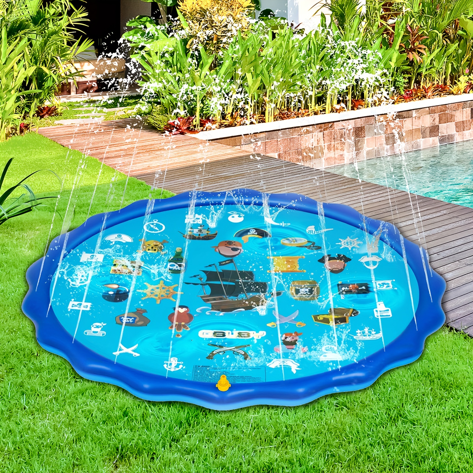 Summer Fun For Kids: Outdoor Water Sprinkler Mat With Flower - Temu