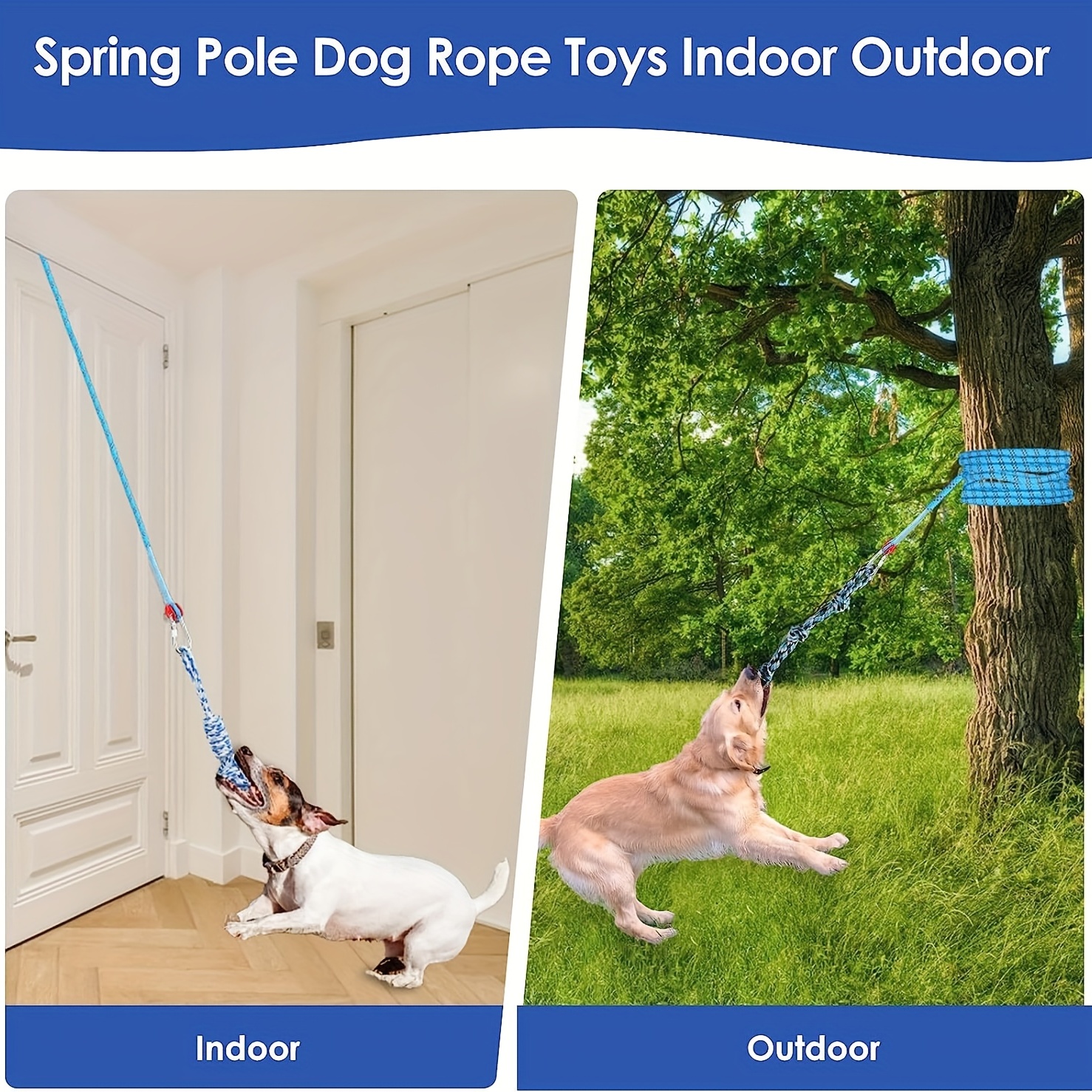 Spring Pole Dog Rope Toys, Tree Bungee Hanging Dog Toys, Indoor Outdoor Dog  Bungee Tug Interactive Exercise Toys, Pull & Tug Of War Dog Toy With Chewe