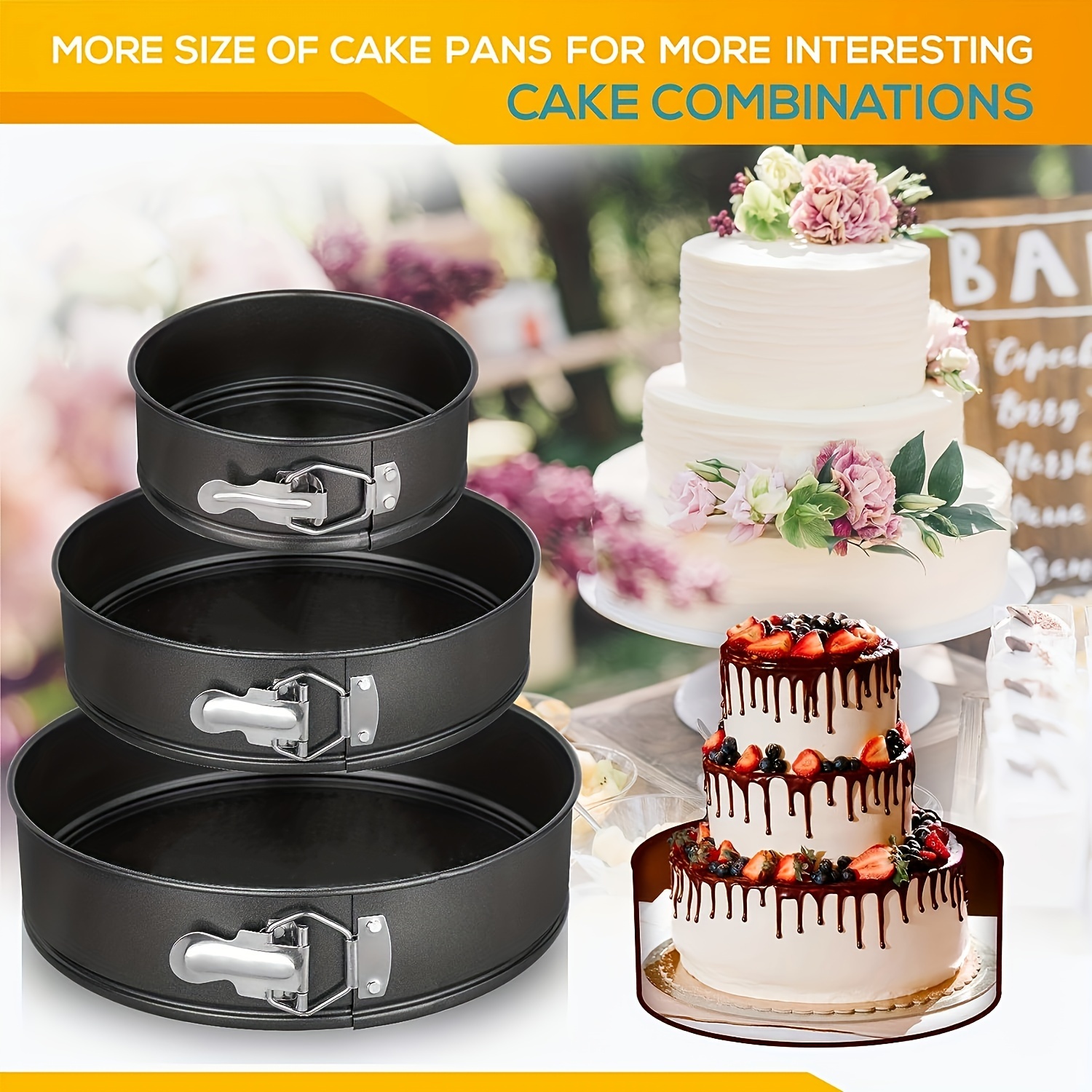 8 inch Round Cake Pan Stainless Steel Baking Pan with Removable Bottom for Birthday Wedding Tier Cake One-Piece Molding Leakproof Easy Clean, Other