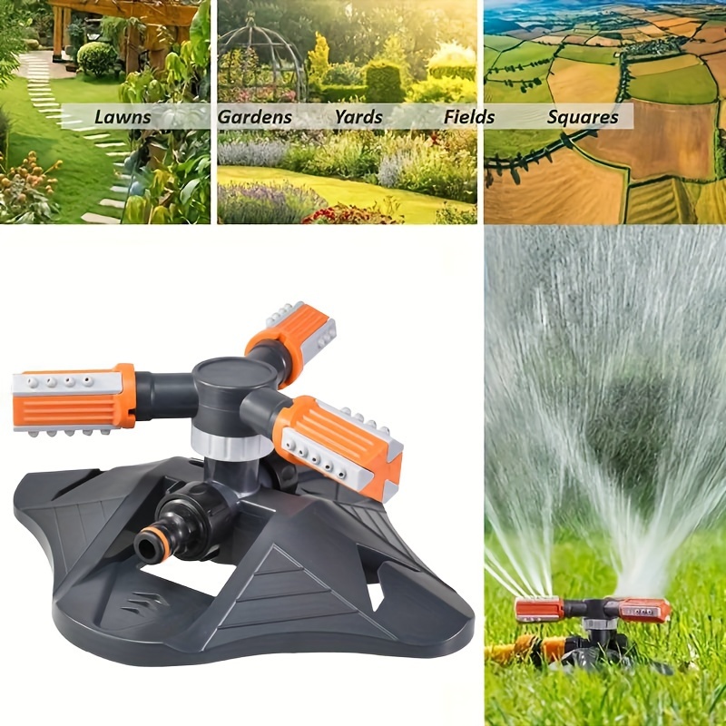 3PCS 4 Arm Automatic Rotary Sprayer,Large Area Coverage Brass Sprinkler for  Garden Lawns,360 Degree Rotation Irrigation System Sprinkler Head