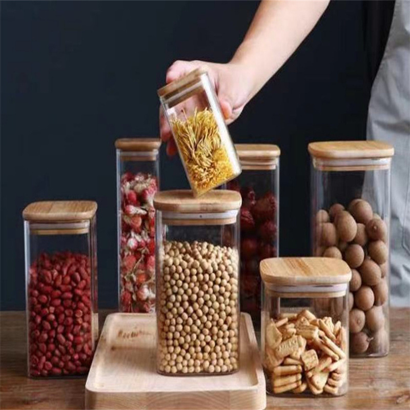 Corundum Square Glass Storage Jar Candy Jars With Lids - Temu