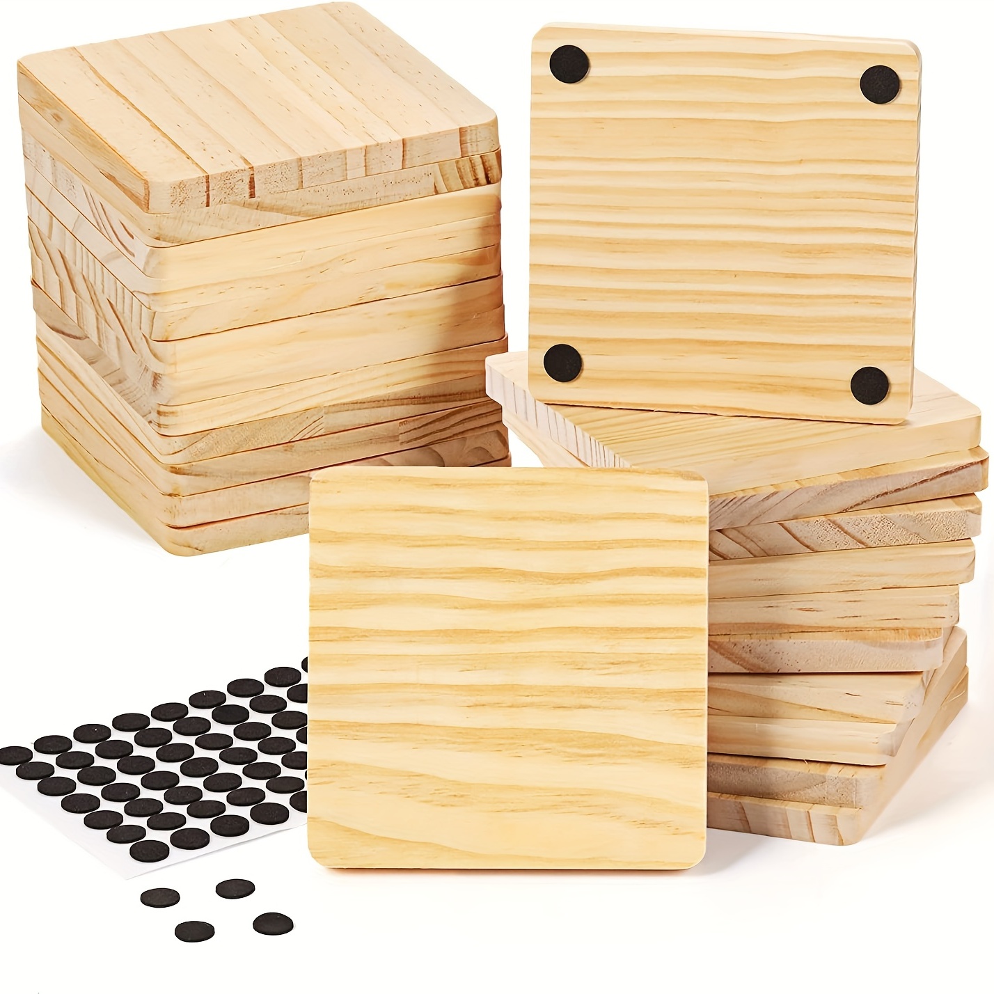 3cm 4cm Pine Wood Square Block Natural Soild Wooden Cube Crafts DIY Puzzle  Making Woodworking
