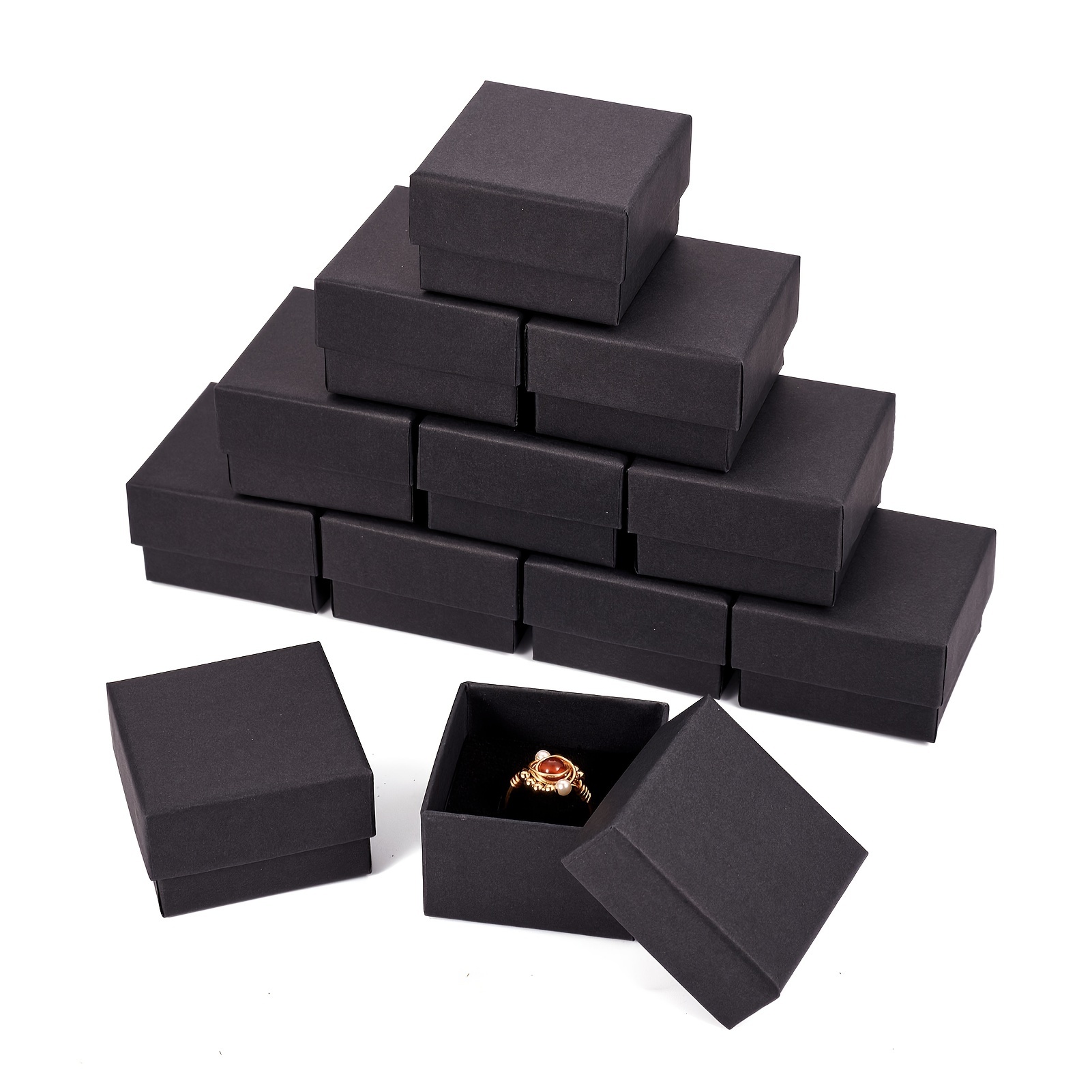 30 Mini Paper Boxes, Cardboard Boxes, 2.16x 2.16x0.98 Mini Boxes, Black  Cardboard Boxes, Suitable For Rings, Earrings And Other Items, Christmas