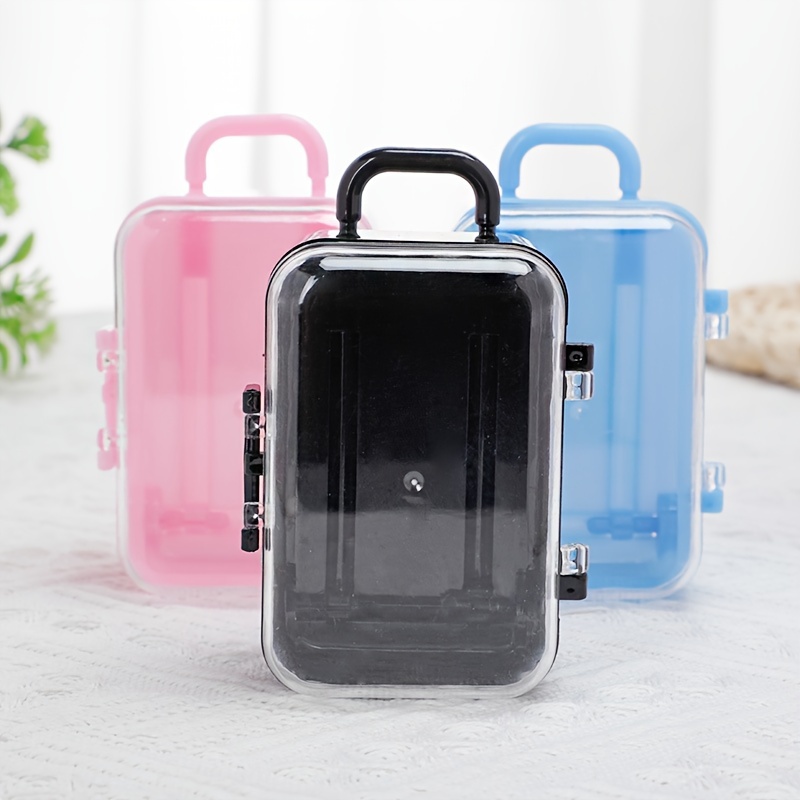 8pcs maleta miniatura de plástico pequeña maleta de viaje caja de  almacenamiento de joyería para decoración del hogar, Azul-Blanco, Estilo 1