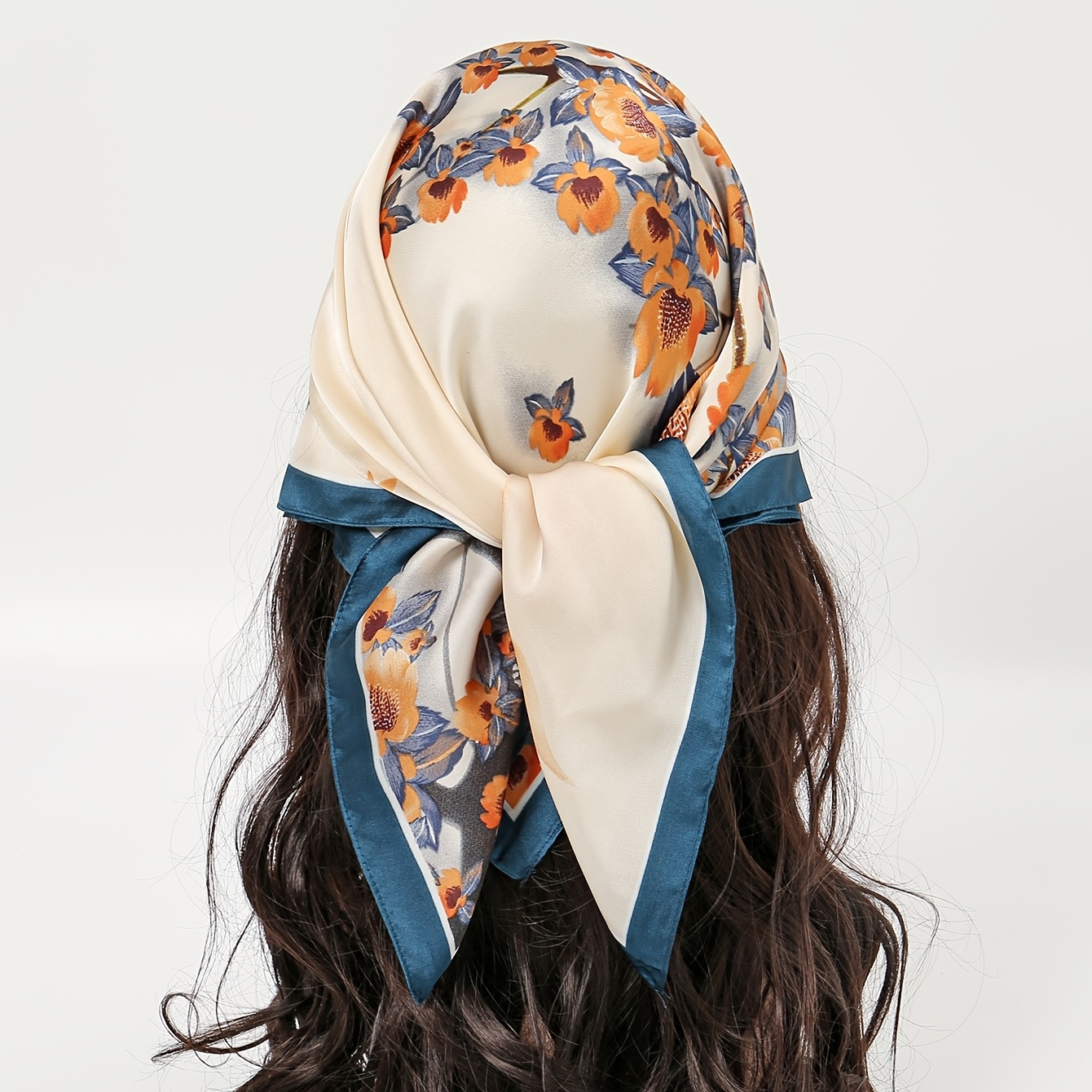 Aliexpress Classic Print 100% Silk Scarf Neckerchief Wraps Large Square Head Scarves Hijab for Hair Wrapping