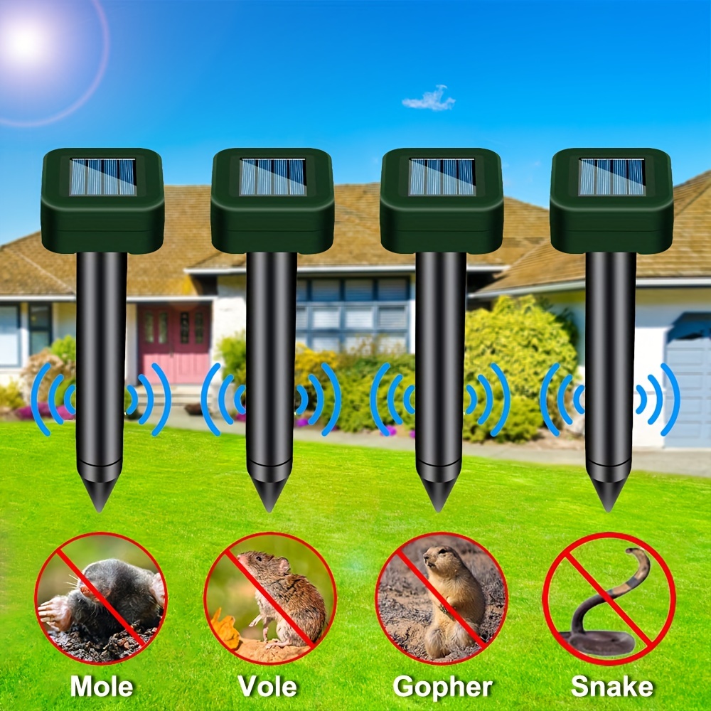 Repel mole and voles, self-powered device with solar cells