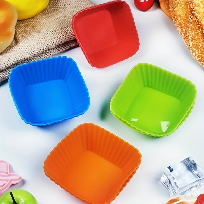 Silicone Cupcake Liners for Baking, 48Pcs Multicolor Reusable Non-Stick  Silicone Lunch Box Dividers- 2 Shapes Silicone Muffin Cups Bento Lunch Box