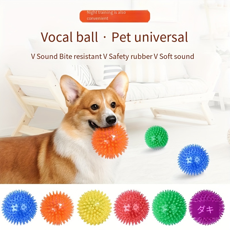 Paquete de 12 juguetes chirriantes para perros, bola de 2.5 pulgadas para  perros, bola puntiaguda limpia los dientes para mascotas, bolas chirriantes