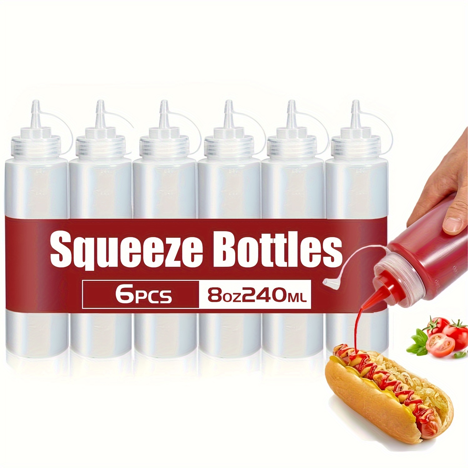 Botellas De Plastico Para Salsas Envases Accesorios Cocina 16 Oz Set De  6Pcs