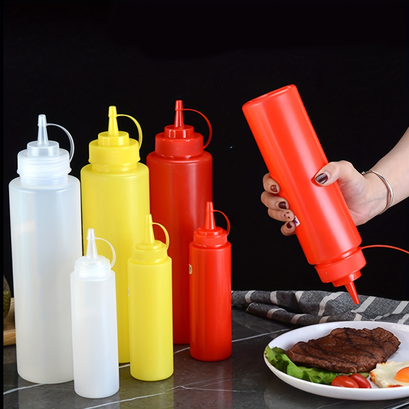 Refillable Plastic Squeeze Condiment Bottles - Oil Dispenser Bottles With  Twist On Lids For Hot Sauces, Barbecue Sauce, Oil, Condiments, Salad  Dressings - Kitchen Supplies - Temu