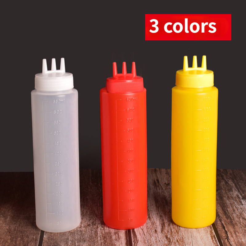 1PC 400ml Portable 3 Nozzles Squeeze Sauce Bottle Condiment Dispenser  Condiment Squeeze Bottles Reusable Container Storage