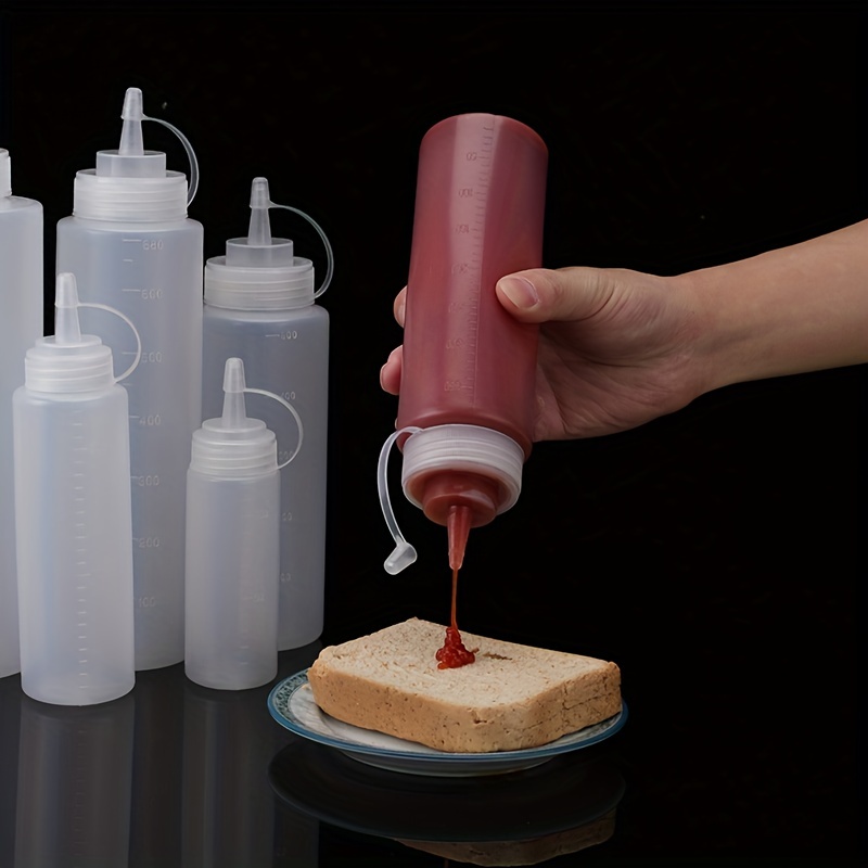 Condiment Squeeze Bottle Set Plastic with Caps, Refillable with Wide Mouth  - for Sauces, Paint ,Oil, Condiments ,Salad Dressings