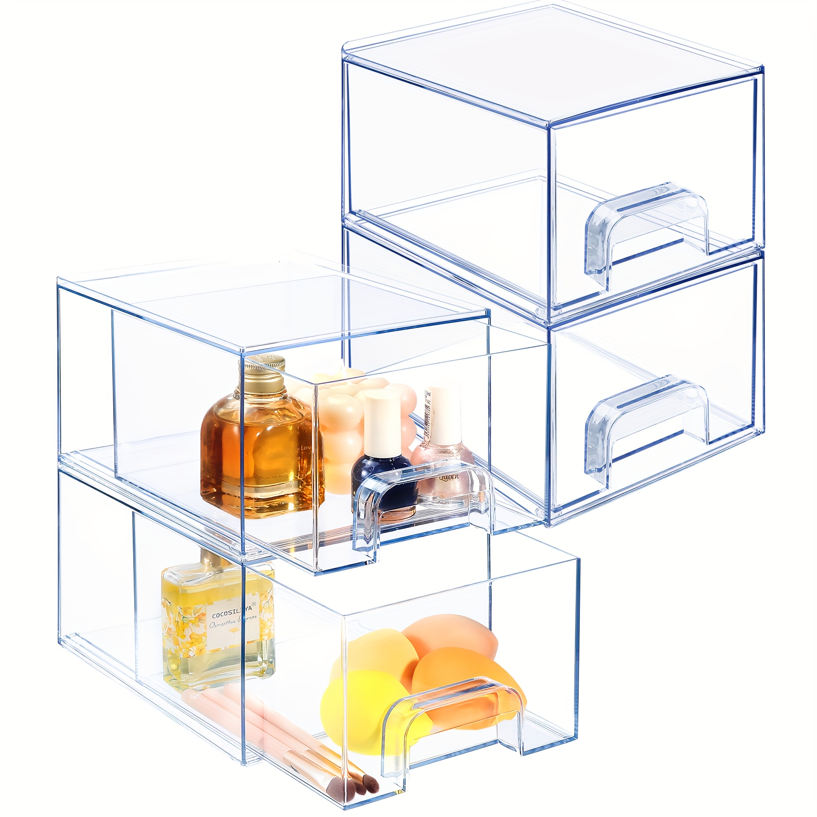 1pack Stackable Makeup Organizer Storage Drawers, Acrylic Bathroom  Organizers, Clear Plastic Storage Bins For Vanity, Undersink, Kitchen  Cabinets, Pantry Organization and Storage
