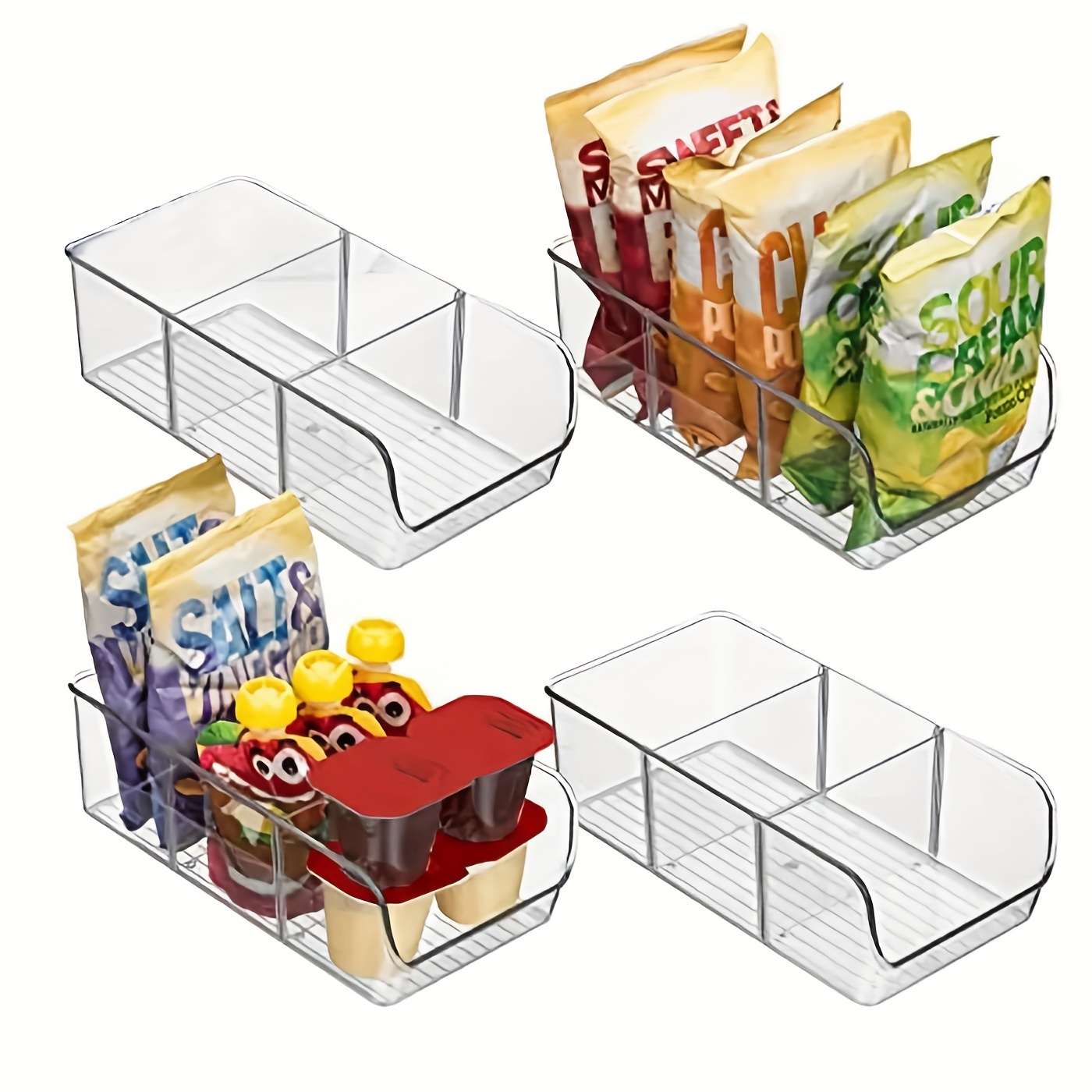 mDesign Stackable Plastic Food Storage Bin with Handles for Kitchen Pantry, Cabinet, R