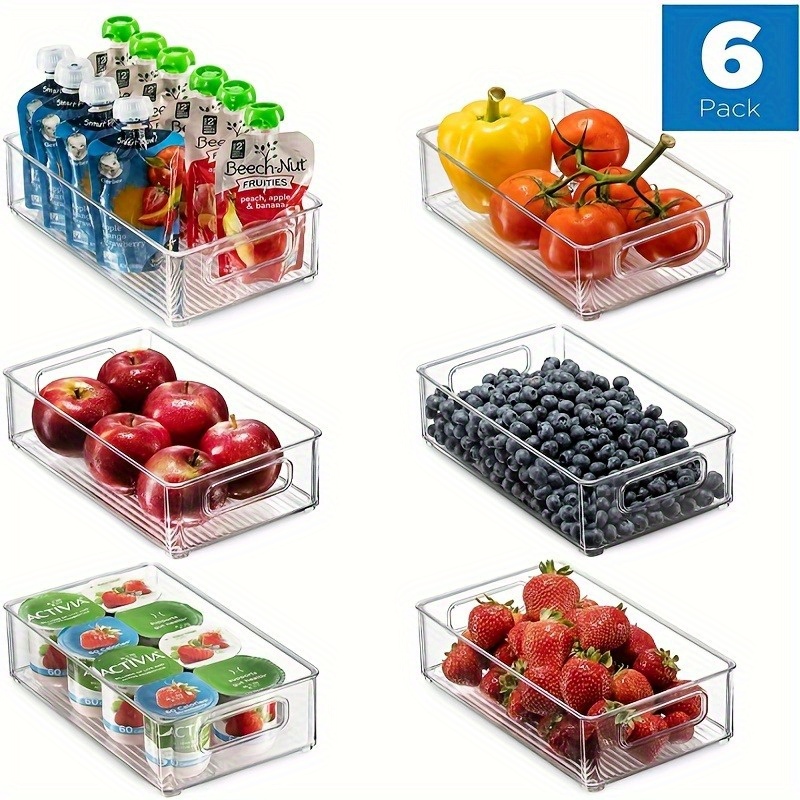 8 Pack Fridge Organizer with Egg Holder, PBA-Free Refrigerator Organizer  Bins with Lids, Stackable Plastic Pantry Organizer Bins for Kitchen,  Countertops, Cabinets, Fridge, Fruits, Vegetable, Cereals 