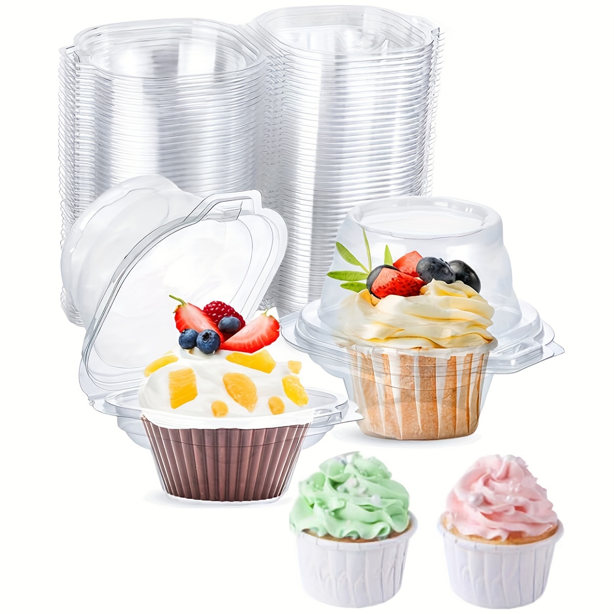 MT Products Single Plastic Cupcake Containers/Cupcake Holder - Pack of 15