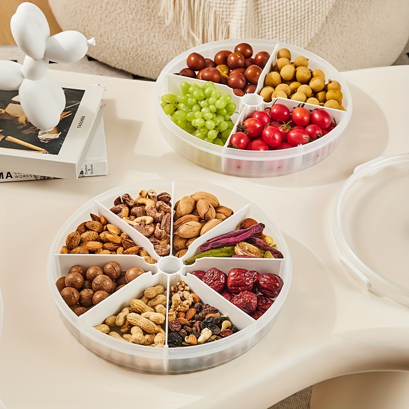 Divided Tray with Lid Sealed Sectioned Fruit Snack Serving Platter Vegetable Storage with 5 Compartments Snackle Box Charcuterie Container Fridge
