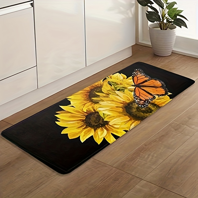 1pc Tapete De Piso Con Estampado De Gnomos De Girasol Para Cocina