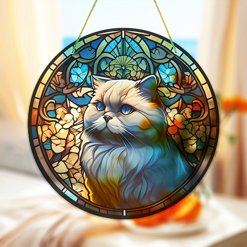 Unique Handcrafted Peeking Black Cat Stained Glass - Temu